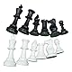 Schachfiguren-Set, Schachfiguren-Set aus Kunststoff Internationales Schachspiel Komplettes Schachfiguren-Set mit Fusselpolster Schwarz & Weiß(Large-77mm)