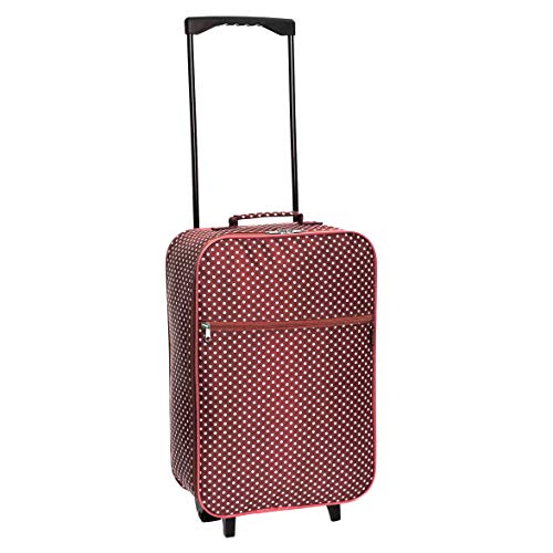 Preisvergleich Produktbild Slimbridge Leichtgewicht Handgepäck Trolley Koffer Bordgepäck Reisekoffer Superleicht Gepäck mit Rollen - 55 cm 950 Gramm 27 Liter auf 2 Rädern, Barcelona Rote Punkte