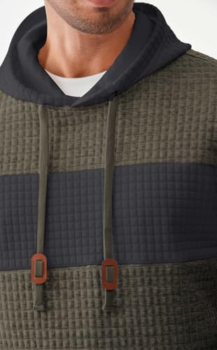 Men's Casual Sweatshirts Long Sleeve Drawstring Color Block Pullover Graphic Hoodies with Pockets3