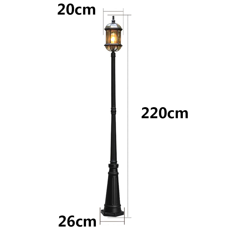Zewnętrzna lampa podłogowa ogrodowa E27 Latarnia Vintage Słupek Aluminiowy Szklany