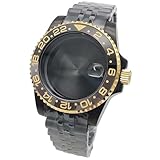 ROUHO 40mm Negro PVD Acero Inoxidable Reloj Modding Caja con Fecha Lupa, Ajuste para Movimiento NH35 NH36 Reloj Modificación Set para Rolex Sub-R