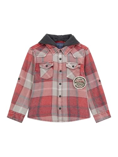 GUESS Boys' Yarn Dye Long Sleeve Flannel Shirt