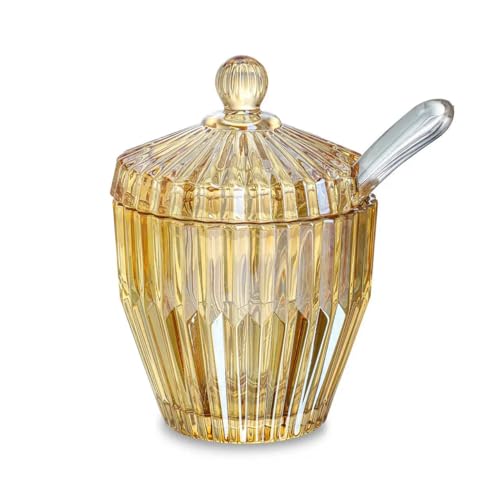 kanpura Azucarero de vidrio con tapa y cuchara para servir, olla de sal, pimentero, dispensador de condimentos, contenedor dispensador de azúcar, condimentos, especias, soporte para cocina en el hogar