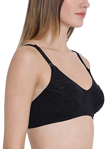 Image of Clovia Women's Cotton Non-Padded Non-Wired Maternity /Feeding Bra /Nursing Bra in Black
