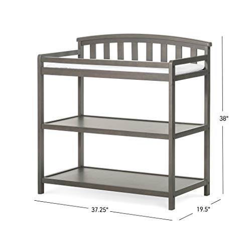 Child Craft Infant Changing Table With Curve Top Back, Water-Resistant Pad And Safety Strap, Dusty Heather #TOP6