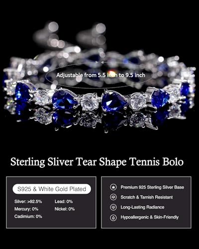 FANCIME Shine of Tears Birthstone Tennis bolo Bracelets Sterling Silver Tennis Bracelets Charm Fine Jewelry Birthday Gifts for Women Mom3