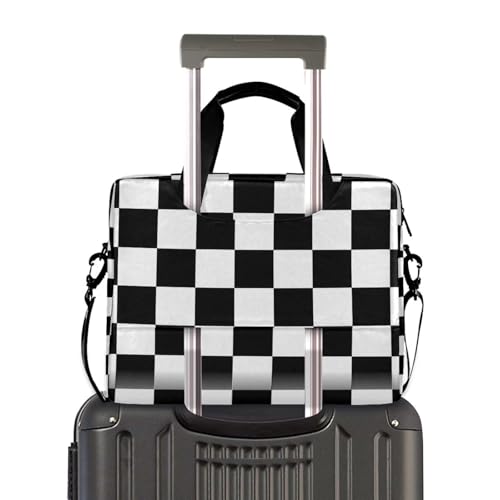 Maletín para portátil blanco y negro con correa miniatura 4