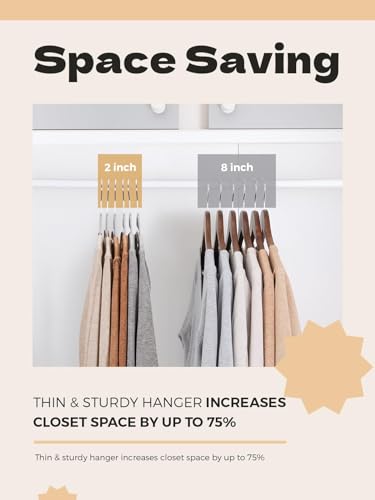 Image of HOUSE DAY Slim Plastic Hangers with Non Slip Rubber Pads, 30 Pack, Grey | Space saving closet organizer, heavy duty S-shape, rubber grip pads help keep shirts, suits, coats, pants, skirts in place