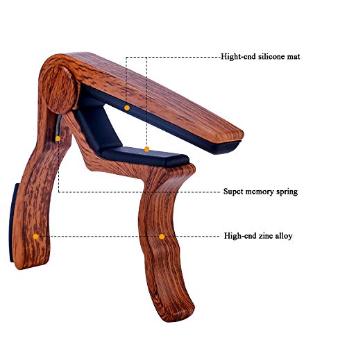 image for KingPoint Guitar Capo,Wood Grain Metal Capo,Single-handed Guitar Capo,