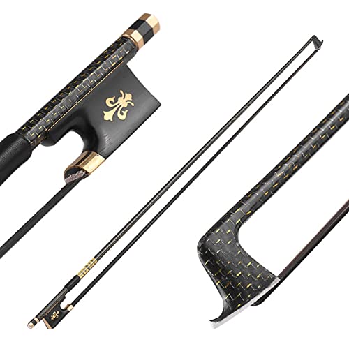 LOUJIN 4/4 Violino Arco de Violino Bem Equilibrado Dourado Trançado de Fibra de Carbono Rã de Ébano