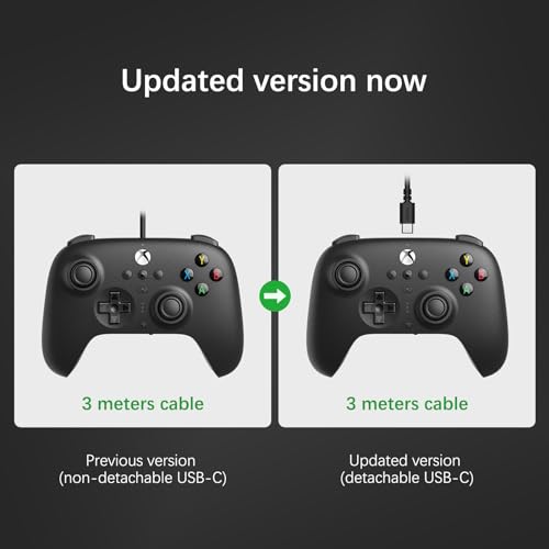 8Bitdo Ultimate Wired Controller for Xbox Series X|S, Xbox One, Windows 10/11, Gamepad with Hall Effect Joysticks, 3.5mm Audio Jack- Officially Licensed (Black)