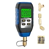 WISSCOOL Digital Vacuum Gauge, HVAC Vacuum Micron Gauge Tester, 1/4' Flare, 0-30000 Microns Range, ±5% Accuracy, 7/16-20UNF Interface with 1/4' SAE Connector and T-Connector, 4 Vacuum Units Switch
