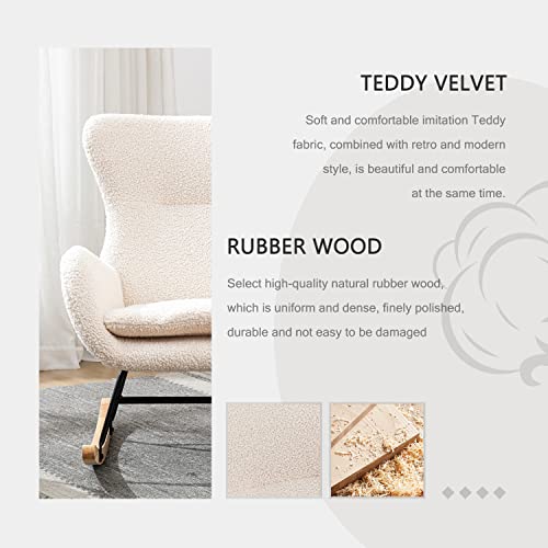 Qtivii Rocker Glider Chair For Nursery, Modern Rocking Chair With High Backrest And Armrests, Comfy Uplostered Accent Chair For Living Room, Bedroom (Beige) #TOP4