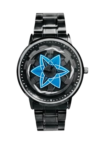 Sport Quartz Watch Ninja Wheel Dial 360 Rotating,Luxury Men's Mechanical Wheel Watch, red roatating dail, Black Stainless Steel Band, Unique Geometric Dial Design. (Blue)