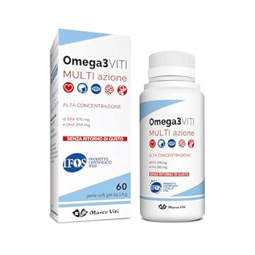 Omega3 Multi Azione, Integratore di Acidi Grassi Essenziali per Salute Cardiovascolare e Benessere Cardiovascolare e Cerebrale, 60 Perle Softgel da 1.4 g.