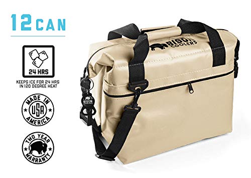BISON COOLERS Soft Sided Insulated 12 Can Cooler Bag | Leak Proof Ice