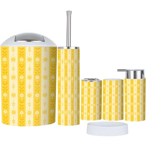 Bathroom Accessories Set 6 piece Scandinavian Folk Plastic shatterproof Vanity