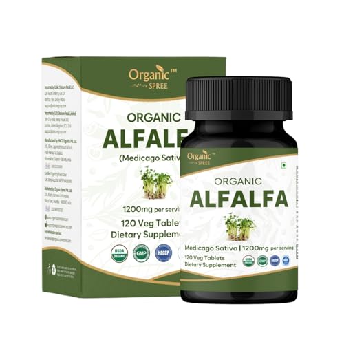 ORGANIC SPREE Alfalfa Tablets - USDA Organic Alfalfa Supplement Supports Immunity Daily Nutrition & Overall Wellness 120 Tablets