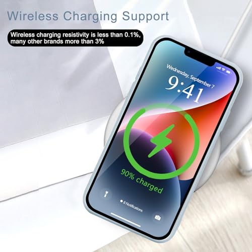 Image of Wirvyuer for iPhone 14 Case Cute Slim Shockproof Phone Case with Wireless Charging Support and Protection, Light Grey