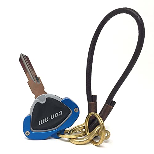 Image of Key Holder for CAN AM Spyder F3 RT RT-S ST RSi Accessory Key Hole Cover Blue with Dark Leather Strap Ver3.0