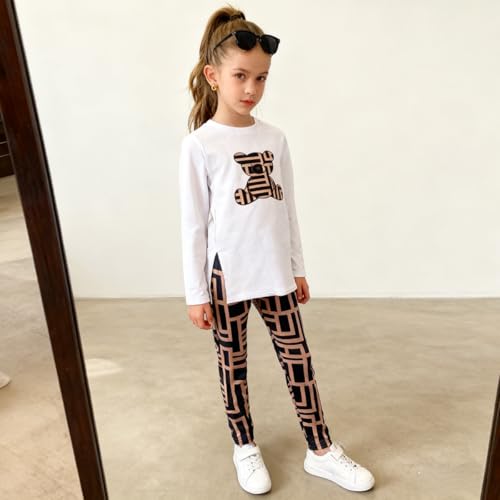 Image of Tween Girl's Letter Print Top + Jogger Pants 2 Piece Outfit Set Kids Clothing, Sizes 6-14 Years