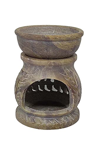 Sharvgun 3,2 cm thig brauner Seifenstein Tee Lichter Kerzenhalter Elefantenentwurf duftende ätherische Öldiffusor, Aromatherapie Diffusor für Home Dekor Rückgabegeschenk Cover