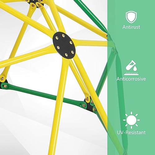 Image of Olakids Climbing Dome with Slide, Kids Outdoor Jungle Gym Geometric Dome Climber, Steel Frame, 8FT Climb Structure Backyard Playground Center Equipment for Toddlers
