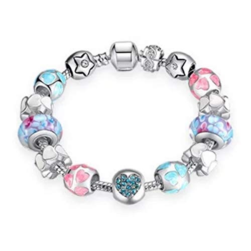 Marni's - Pulseras Mujer - Abalorios chapados en Plata y con Cristales de Colores - Regalos para el Dia de la Madre - Regalo cumpleaños Mujer - Regalos para tu Novia Originales - Pulseras niña