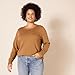 Amazon Essentials Women's Crewneck Sweater, 100% Cotton, Camel Heather, Medium, Plus Size Available
