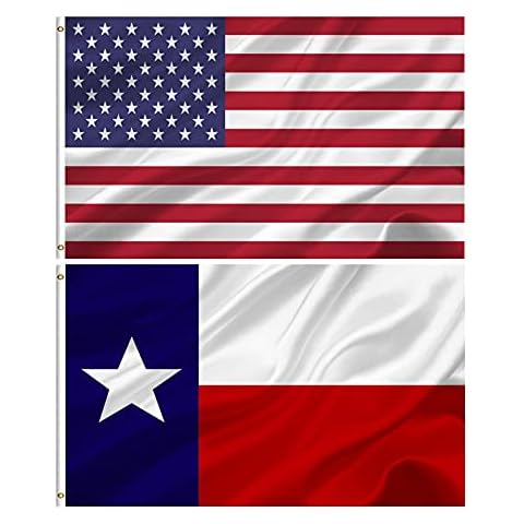 American and Texas State Flag Combo 3x5 Outdoor- Durable 100% Polyester Heavy Duty Fade Resistant US and Texas Flags Banner wall decor indoor Cover