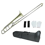 Flanger F-860 Intermediate B Flat Tenor Slide Trombone with F Trigger with Case, Mouthpiece, Gloves and Cleaning Cloth