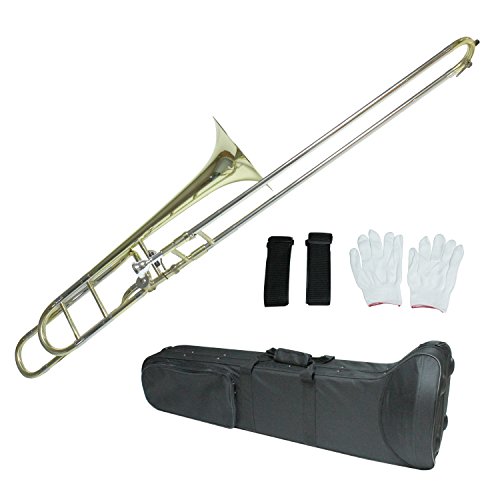 Flanger F-860 Intermediate B Flat Tenor Slide Trombone with F Trigger with Case, Mouthpiece, Gloves and Cleaning Cloth