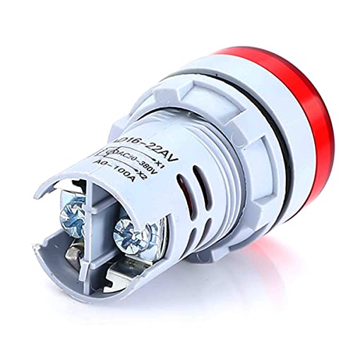Image of LED Display Voltmeter, Voltage Tester Current Detector Voltmeter Ammeter AC 50-500V 0-100A Meter Indicator - Voltage Tester Current Detector Round 22mm (Round red)