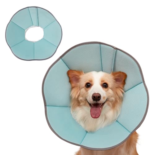 Image of MAXFUT Dog Cone Collar,Soft Cone for Dogs to Stop Licking After Surgery,Non Inflatable Dog Donut Cone (Light Blue, XXL)