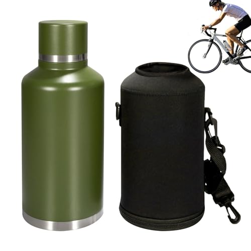 Taza térmica caliente para café, taza térmica con tapa de taza, botella aislada de 2 litros, taza de agua de gran capacidad, botella con bolsa de transporte para bebidas frías y calientes