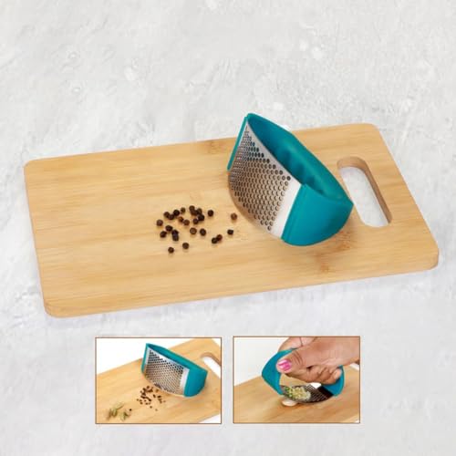 Image of Stainless Steel Garlic Crusher & Ginger Crusher | Manual Garlic Press with Ergonomic Handle (Blue)