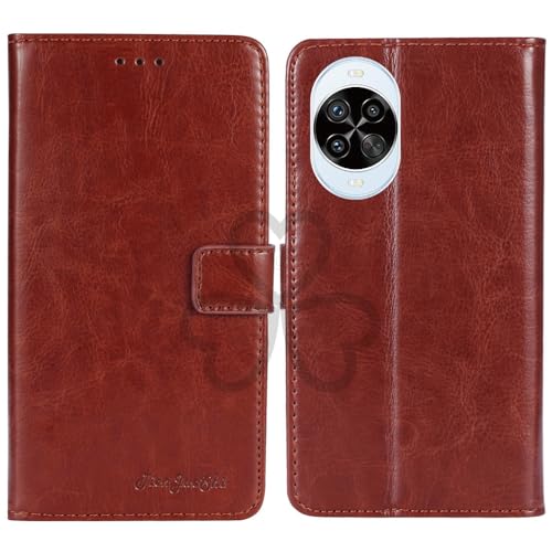 TienJueShi Brown Book Stand Retro Flip Leather Protector Phone Wallet Gel Cover Etui TPU Silicone Case For Huawei Nova 14 Pro 6.