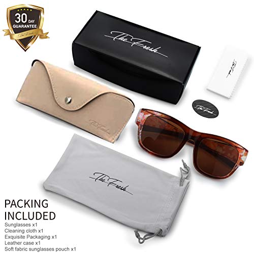 Image of The Fresh High Definition Polarized Wrap Around Shield Sunglasses for Glasses - Leather Eyeglasses Case