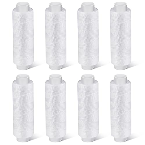 Bupete 8 Rolls White Thread for Sewing 200 Yards Each Roll Sewing Thread Polyester Threads for Sewing Machine Embroidery Hand Stitching