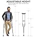 Adjustable Crutches with Padded Grips Height Adjustable Mobility Aid, Aluminum Underarm Support 330LB Adjustable Height 38.2-61.8 in Non-Slip Tips, Tool-Free Setup One Pair