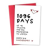 mmuue Sweet 3 Year Anniversary Cards Gifts for Him Her, Lovely 3rd Anniversary Card for Couple, Happy 3 Years Marriage Anniversary Card for Husband Wife