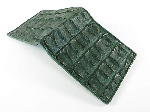 Image of Pelgio Genuine Crocodile Alligator Backbone Skin Leather Bifold Wallet ([B1] 6 Card Slots + 2 ID Windows + 2 Compartment for Bills, Fir Green)