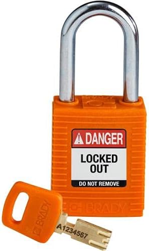 Brady NYL-ORG-38ST-KD, 150320 Nylon Lockout Padlock, Orange (Pack of 10 pcs)