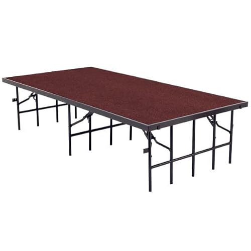 National Public Seating B212578 Portable Stage with Carpet - Red - 96 x 36 x 24 in.