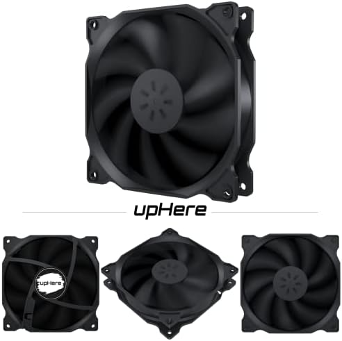 upHere 120mm Silent Fan for Computer Cases, CPU Coolers, and Radiators Ultra Quiet High Airflow Computer Case Fan, 3- Pack,12BK3-3