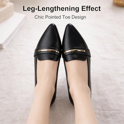 Image of MUSSHOE Loafers for Women Pointed Toe: Dressy Gold Bit Flats, Suede BusinessCasual Slip On Shoes for Office Work,Interview & Teacher