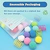 BaiKevin 30 Pcs Premium Silent Cat Pom Pom Balls, Interactive Lightweight Assorted Colors Fuzzy Toy Balls (1.2 inches), with 4 Pcs Cat Spring Toy for Indoor Kitten Playing Exercising #5