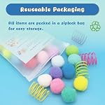 30 Pcs Premium Silent Cat Pom Pom Balls, Interactive Lightweight Assorted Colors Fuzzy Toy Balls (1.2 inches), with 4 Pcs Cat Spring Toy for Indoor Kitten Playing Exercising - Image 6