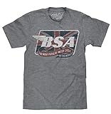 Tee Luv Men's Distressed BSA Motorcycles T-Shirt - British Union Jack Logo Shirt, Graphite Snow Heather, S