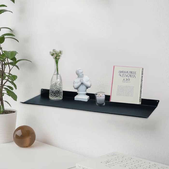 Image of Spillbox Metal Floating Shelf | Wall Mounted Shelf | Invisible Mounting|Decorative|Living Room|Kitchen Organizer|Stand|Holder for Wi-fi Camera Multipurpose Shelf (Black, Large)